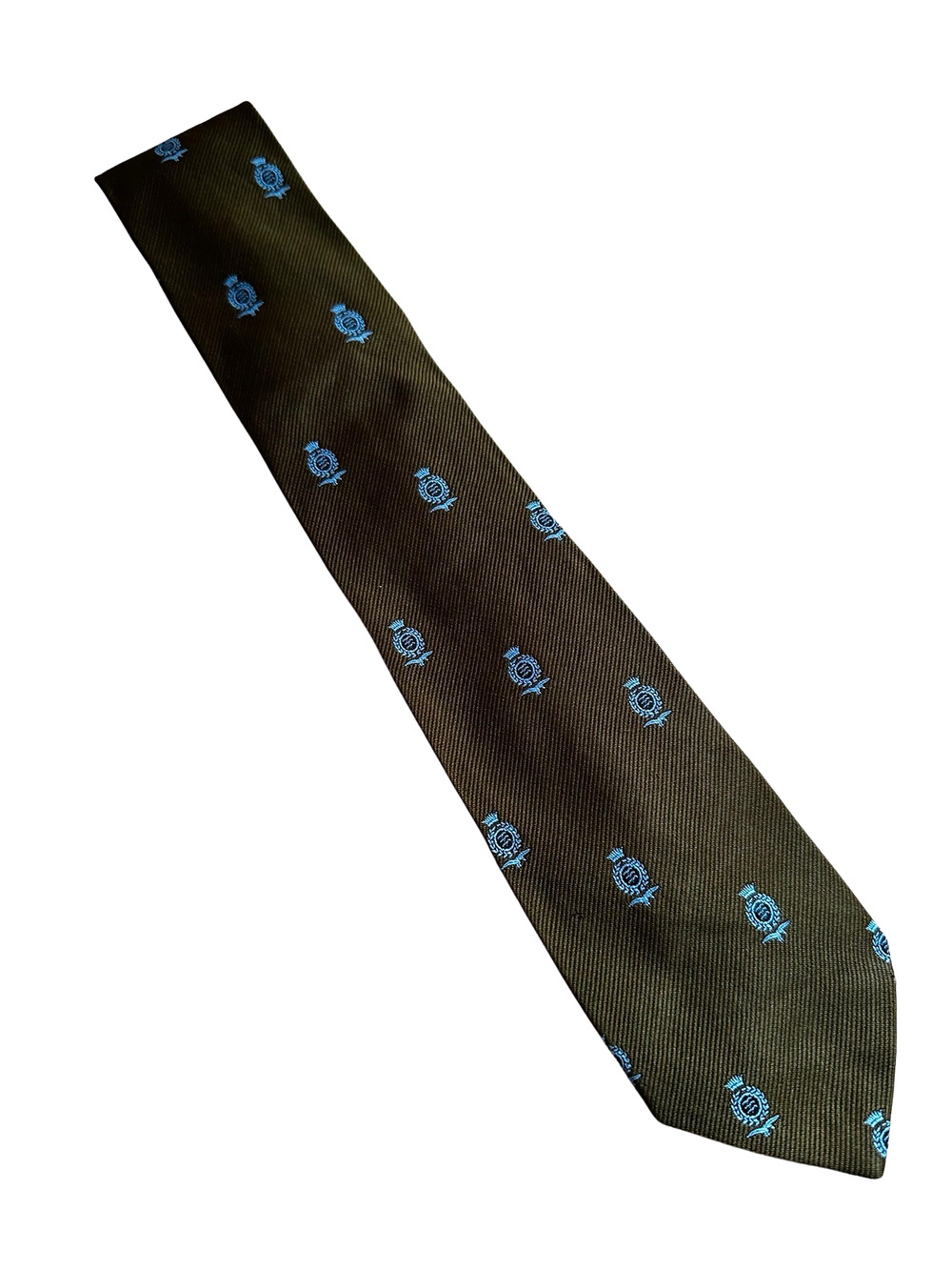 Vintage Olive Green Shield Necktie Polyester